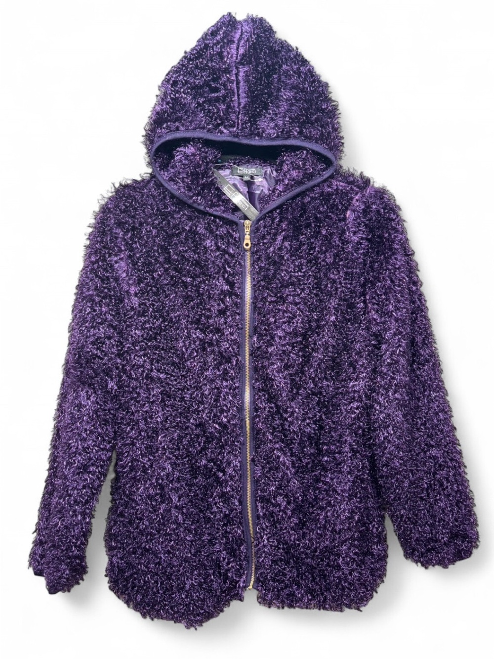 VINTAGE Y2K EFFECI TEDDY ZIP UP (PURPLE)